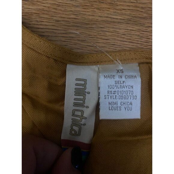 Mini Chica women's Vintage-Style Mustard Button-Down Tie-Front dress size XS - Picture 7 of 9